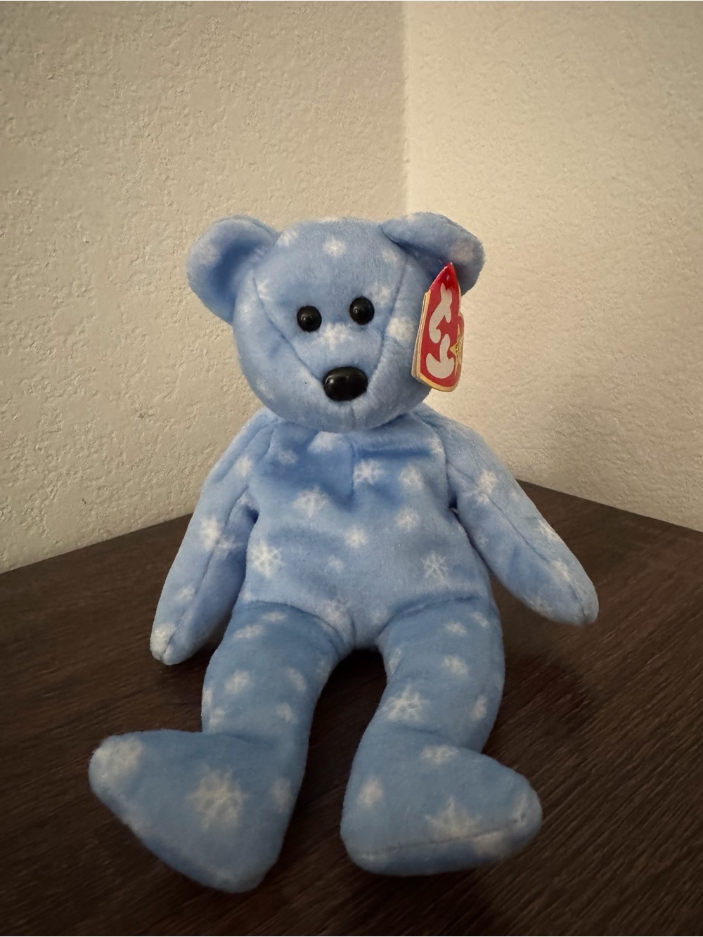 TY 1999 Holiday Teddy Beanie Baby Blue Snowflake Bear Plush - Blue